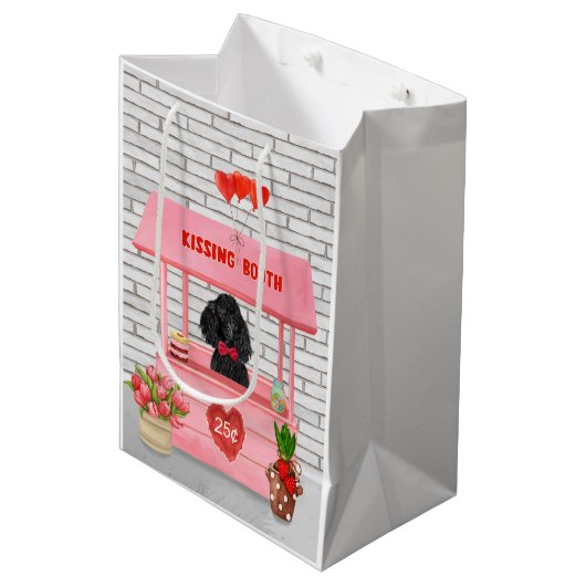 Sac Cadeau Moyen caniche Chien Valentine's Day Kissing Booth (Devant Angle)