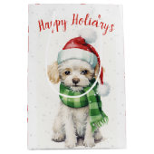 Sac Cadeau Moyen Caniche De Noël Dans Les Snowflakes (Devant)