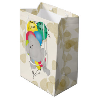 Sac Cadeau Moyen Caniche sur le feuille bronzage avec des ballons