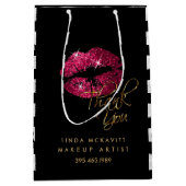 Sac Cadeau Moyen Canne à lèvres rose chaud et bandes blanches - Mer (Devant)