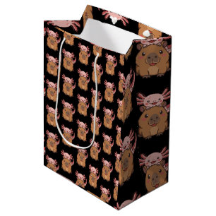 Sac Cadeau Moyen Capybara Axolotl Kawaii Amoureux des Animaux Jour
