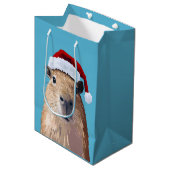 Sac Cadeau Moyen Capybara de fête à Santa Hat (Devant Angle)