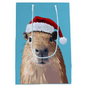 Sac Cadeau Moyen Capybara de fête à Santa Hat (Dos)