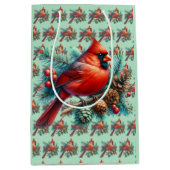 Sac Cadeau Moyen Cardinal sur la branche des pins avec les baies d' (Devant)