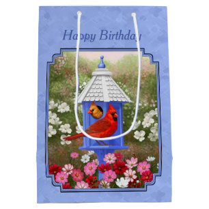 Sac Cadeau Moyen Cardinaux et Rond Birdhouse Blue