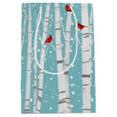 Sac Cadeau Moyen Cardinaux rouges dans le bouleau (Devant)