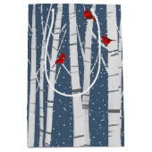 Sac Cadeau Moyen Cardinaux rouges dans le bouleau (Devant)