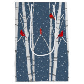 Sac Cadeau Moyen Cardinaux rouges dans le bouleau (Dos)