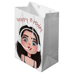 Sac Cadeau Moyen Caricature Anniversaire Fille Avec Casque