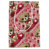 Sac Cadeau Moyen Caricature avec Coeurs de la Saint-Valentin (Devant)