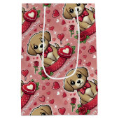 Sac Cadeau Moyen Caricature avec Coeurs de la Saint-Valentin (Dos)