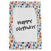 Sac Cadeau Moyen Caricature d'anniversaire Notes musicales (Devant)