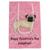 Sac Cadeau Moyen Carlin Fun Chien Cartoon Mops Pink Love Motif de c (Dos)