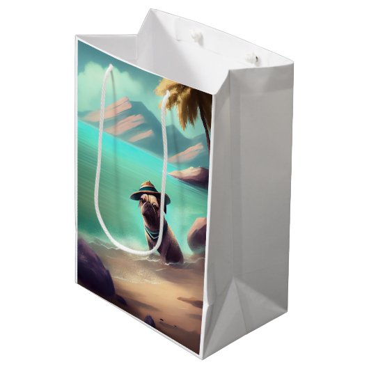 Sac Cadeau Moyen Carlin profitant de la peinture sur plage (Devant Angle)