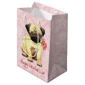 Sac Cadeau Moyen Carlin rose de Valentine (Devant Angle)