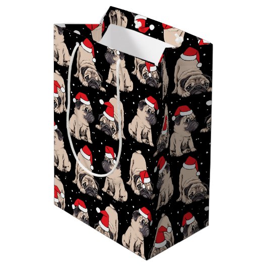 Sac Cadeau Moyen Carlins en Santa Hats Motif de Noël (Dos Angle)