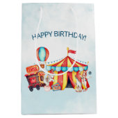 Sac Cadeau Moyen Carnival Cirque Big Top Blue Anniversaire (Devant)