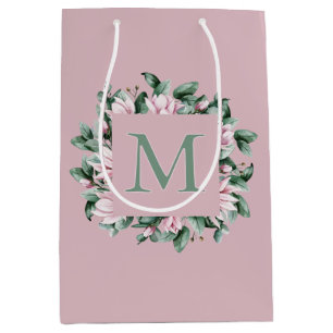 Sac Cadeau Moyen Carré de lettre de monogramme unique avec cadre fl