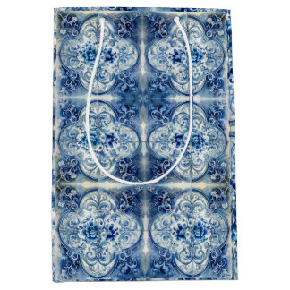 Sac Cadeau Moyen Carreau antique en bleu de Delft