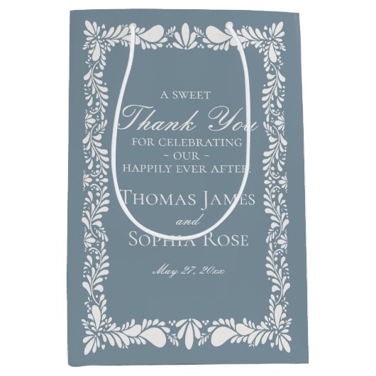 Sac Cadeau Moyen Carrelage bleu Dusty Talavera Fiesta Mariage Faveu (Devant)