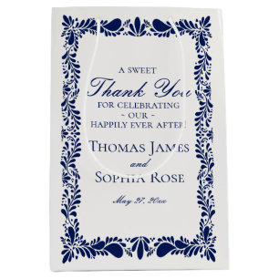 Sac Cadeau Moyen Carrelage bleu Talavera Espagne Fiesta Mariage Fav