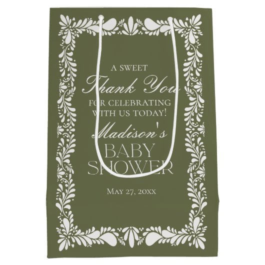 Sac Cadeau Moyen Carrelage Talavera Vert Fiesta Baby shower Faveurs (Dos)