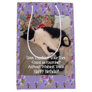 Sac Cadeau Moyen Carte d'anniversaire Chat Smoking Touchant les Ort