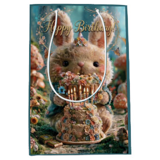 Sac Cadeau Moyen Carte d'anniversaire magique avec un lapin