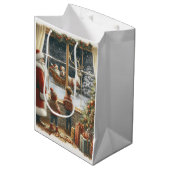 Sac Cadeau Moyen Carte de Noël rustique victorienne (Devant Angle)