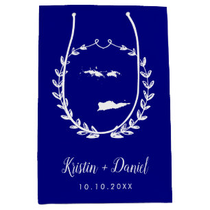 Sac Cadeau Moyen Carte des îles Vierges Bleues Marine Mariage Bienv