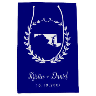 Sac Cadeau Moyen Carte Marine Blue Maryland Mariage Bienvenue Swag