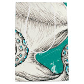 Sac Cadeau Moyen Carte Vintage Octopus blanc Turquoise (Devant)