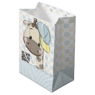 Sac Cadeau Moyen Cartoon personnalisé Baby Boy Giraffe