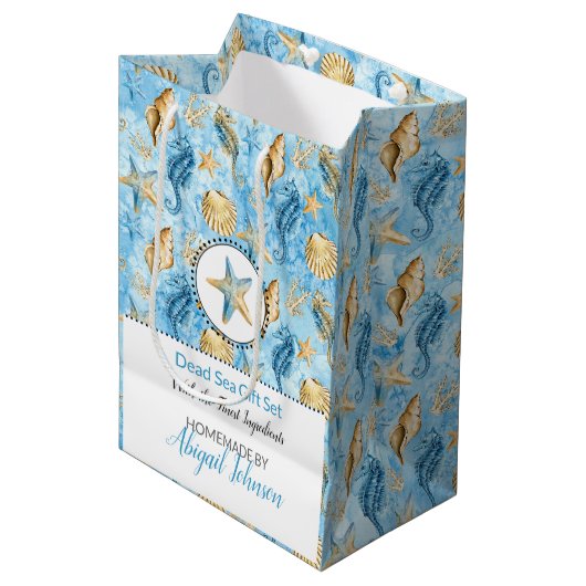 Sac Cadeau Moyen Cascade bleue Plage Starfish Cadeau Set Emballage (Devant Angle)