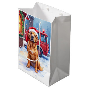 Sac Cadeau Moyen Casquette de Noël de la caserne de pompiers Dogue 
