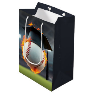 Sac Cadeau Moyen Casquette noire de graduation sur un baseball flam