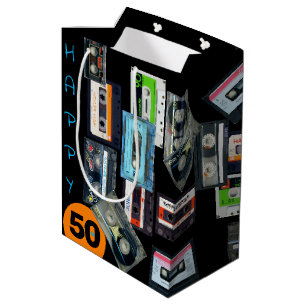Sac Cadeau Moyen Cassette audio rétro Nom de bande mixte Anniversa