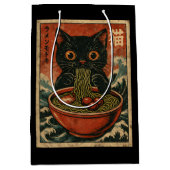 Sac Cadeau Moyen Cat Ramen Japonais drôle Graphisme Kawaii Cat Anim (Devant)