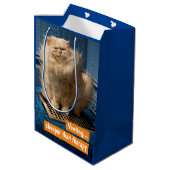 Sac Cadeau Moyen Cat sur Gris (Dos Angle)