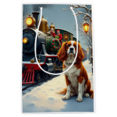 Sac Cadeau Moyen Cavalier King Charles Spaniel Christmas Train (Devant)