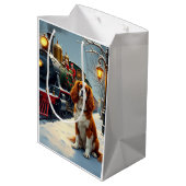 Sac Cadeau Moyen Cavalier King Charles Spaniel Christmas Train (Dos Angle)