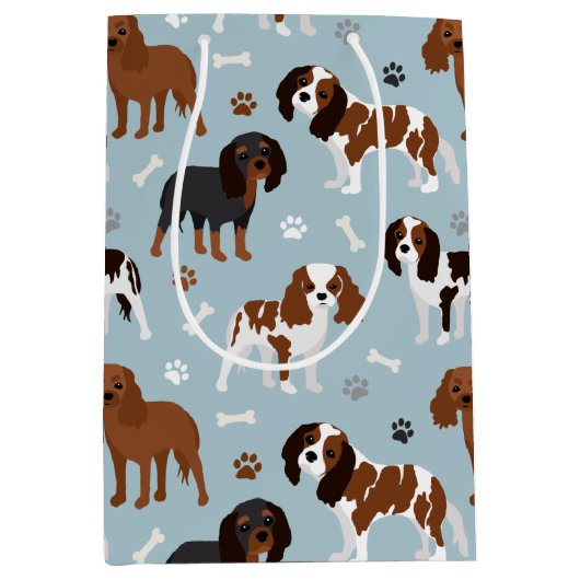 Sac Cadeau Moyen Cavalier King Charles Spaniel Paws and Bones (Devant)