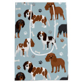 Sac Cadeau Moyen Cavalier King Charles Spaniel Paws and Bones (Dos)