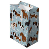 Sac Cadeau Moyen Cavalier King Charles Spaniel Paws and Bones (Dos Angle)