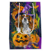 Sac Cadeau Moyen Cavalier King Chien Halloween Sorcière Et Citrouil (Dos)