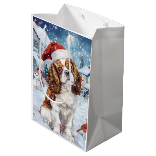 Sac Cadeau Moyen Cavalier King Winter Wonderland Noël Joie (Dos Angle)