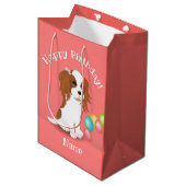 Sac Cadeau Moyen Cavalier Roi Charles Espagnol Rose Joyeux Annivers (Devant Angle)