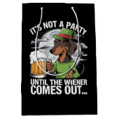 Sac Cadeau Moyen Ce n'est pas une fête jusqu'à Dachshund Irish Beer (Devant)