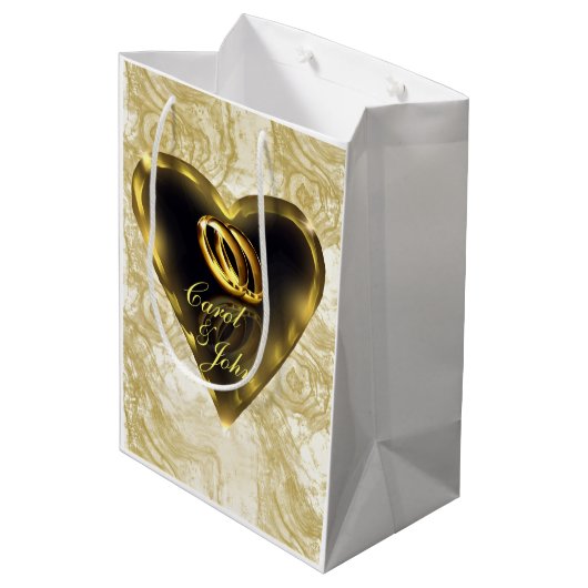 Sac Cadeau Moyen Ce que Dieu a mis ensemble Mariage (Or) (Dos Angle)