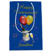 Sac Cadeau Moyen Célébration bleue de la retraite Vin pétillant (Devant)